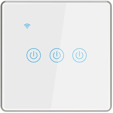 Lumière Intelligente Interrupteur étanche avec Support de Cadre en Aluminium Argenté Commande vocale à Distance sans Fil Convient pour la Chambre d'hôtel de Bureau (3 Gang) (1/5)