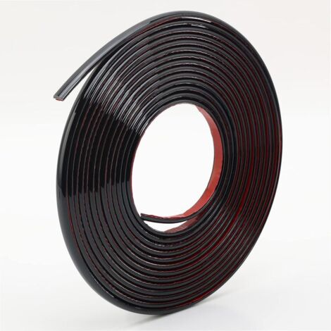 Bande autocollante 3D noire pour bordures murales - Ruban décoratif pour plafond, coin, miroir, meubles, porte, armoire, maison et voiture - 0,8 cm x 10 m (1/5)