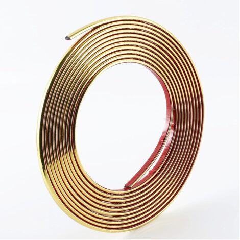 Bande autocollante 3D dorée pour bordure de mur - Ruban décoratif pour plafond, coin, miroir, meubles, porte, armoire, maison et voiture (0,8 cm x 10 m) (1/5)