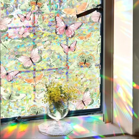 Film de Confidentialité pour Fenêtre Arc en Ciel de 100x43cm Décalcomanies de Fenêtre à Prisme en Plastique Papillon Décoratif Blocage du Soleil Résistant aux UV Verre Statique Autocollant (1/5)