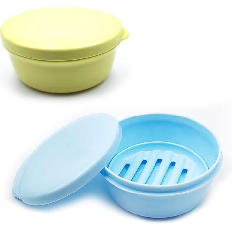 Boîte à savon de voyage ronde en plastique avec couvercle anti-fuite pour garder le shampooing et l'après-shampoing au sec, boîte à savon de voyage pour les voyages d'affaires, la salle de bain, la (1/5)