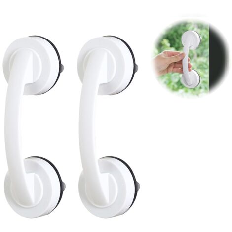 barre dappui wc, poignée ventouse, 2PCS Rails dappui à ventouse antidérapants pour personnes âgées, Rail dappui à ventouse pour porte en verre, rail dappui pour douche portable (Blanc) (1/5)