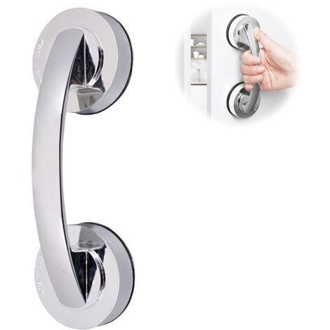 barre dappui wc, poignée ventouse, 1PC Rails dappui à ventouse antidérapants pour personnes âgées, Rail dappui à ventouse pour porte en verre, rail dappui pour douche portable (argent) (1/5)