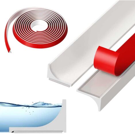 6M20MM Silicone Barre de Seuil Douche, Seuil de Douche Barrage d'eau, Barriere de Douche Anti Débordement, Facile à Installer, Facile à Couper, Idéal pour Baignoire, Cuisine, Salle de Bain (1/5)