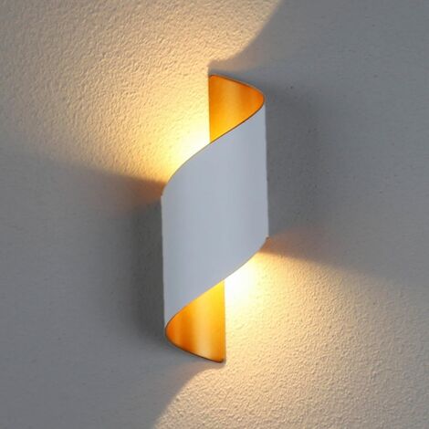 Moderne de Lampe Applique Murale Interieur 10W Spirale Exterieur Up Down Lampe Murale en Métal 3000K Blanc Chaud Applique Murale LED pour Bar, Chambre à Coucher, Cuisine (Blanc) (1/5)