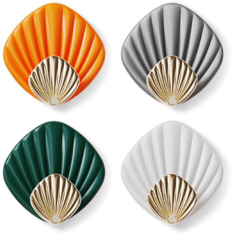 Crochet Adhésif Mural en forme de coquillage, Crochet Autocollant Moderne pour Salle de Bain et Cuisine, Patere porte manteau, Crocher adhesif pour mur, Lot de 4, Multicolore (1/5)