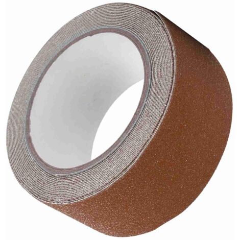 Bande Antidérapante Adhésive, 5 m x 5 cm Ruban antidérapant, Ruban adhésif antidérapant pour la décoration et l'avertissement, escaliers, parquets, Bureaux, hôtels, Restaurants (Brun) (1/5)
