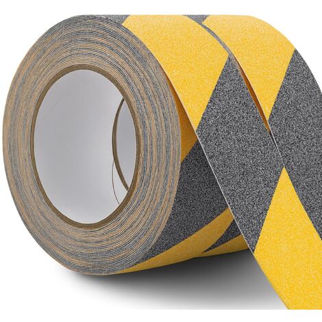 2 Rouleau Bande Antidérapante 5cm x10m, Antidérapant Adhésif, Ruban Antidérapant Solide pour Les Marches Antidérapantes à L'intérieur L'extérieur (Noir et Jaune) (1/5)