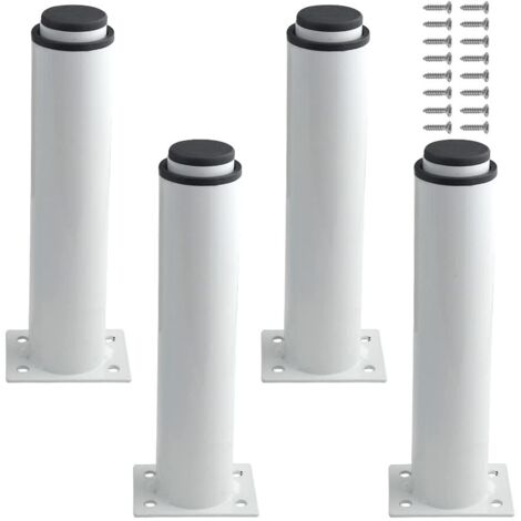 Lot de 4 pieds de meubles réglables en métal robuste pour table, lit, canapé (180 mm-300 mm, blanc) (1/5)