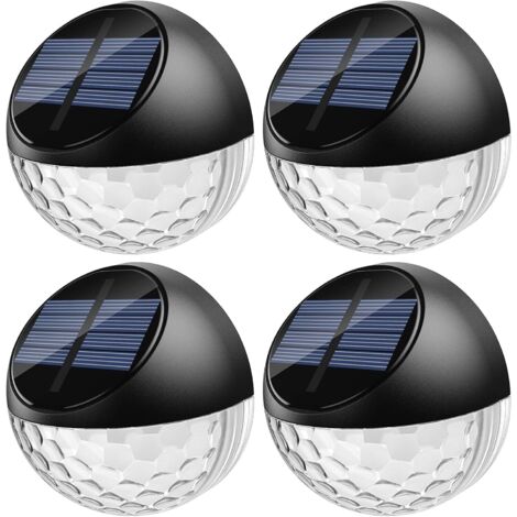 Lot de 4 LED Lampes Solaire Applique Murale Extérieur IP65 Étanche Éclairage Décorative Lumière Blanc Chaud, Lampe de Clôture Mur Terrasse Jardin Porte d'entrée Escalier Cour Allée Chemin (1/5)