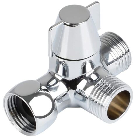 Valve 3 Voies En Laiton Massif, Inverseur Commutateur, Vanne Dérivation Douche, Adaptateur En T G1/2" Pour Douchette Et Bras De Douche (1/5)
