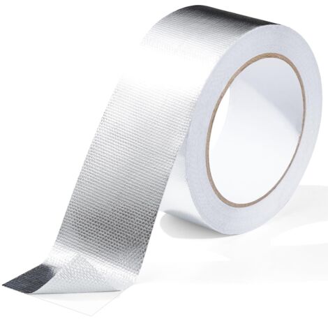 50 mm x 20 m Ruban Adhésif Aluminium, Argenté ruban etancheite plomberie - isolant thermique En fibre de verre - Pour tuyau et voiture (1/5)