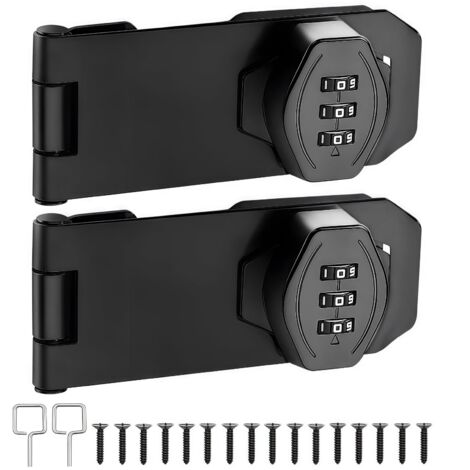 Serrure à Combinaison de Meubles,Loquet Sans Clé,Serrure de Code de Porte Armoire,Serrure à Combinaison à 3 Chiffres Verrou de Porte à Code pour Armoire Boite Aux Lettres Hangars Tiroir (2PCS Noir) (1/5)