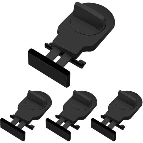 4 Pièces Verrou Baie Coulissante, Serrure Butée Réglable, Serrure de Sécurité pour Fenêtre, Bloque Fenetre Coulissante, Sans Perceuse, pour Portes et Fenêtres Coulissantes (Noir) (1/5)