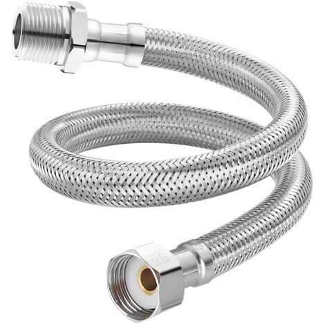 1 Pièces Tuyau De Raccordement Flexible, G1/2" Femelle x G1/2" Mâle Tuyau Tressé en Acier Inoxydable pour Mitigeur Cuisine Robinet Lavabo, 10 cm (1/5)