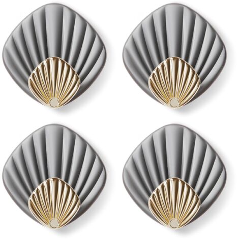 Crochet Adhésif Mural en forme de coquillage,Crochet Autocollant Moderne pour Salle de Bain et Cuisine, Patere porte manteau, Crocher adhesif pour mur, Lot de 4, Gris (1/5)