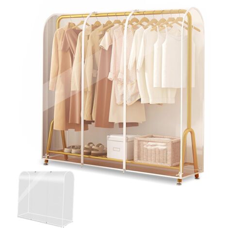 120 x 50 x 150 cm Housse Transparente pour Portant à Vêtements, Couverture de Portemanteau, Sacs à Vêtements avec Fermeture Éclair, Grande Housse Anti Poussière pour Vêtements (1/5)