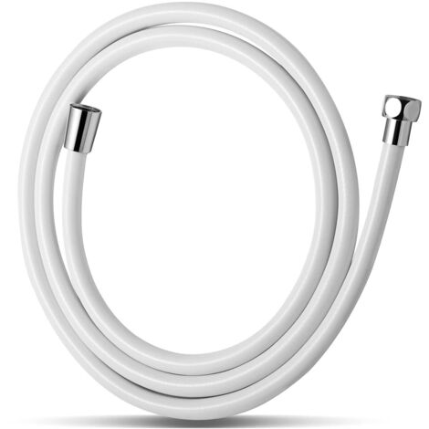 Flexible de Douche 1,5m,Avec protection Anti-Torsion,PVC Tuyau de Douche,Haute pression de remplacement Tuyau de Douche,Pour robinetterie,Blanc (1/5)