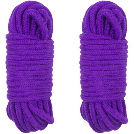 2 Rouleaux Corde en Coton Doux, Épaisseur 6 mm Longueur 10 m, Cordon torsadé épais Multifonctionnel, pour Le Camping, Le Jardinage, Le nautisme, Le tir à la Corde, Les Animaux, l’Escalade(Violet) (1/5)