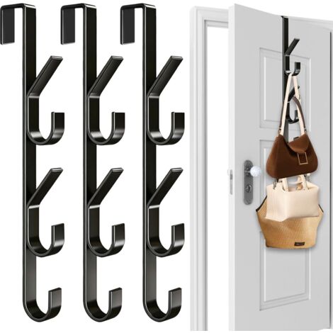 3 Pièces Crochet Porte Manteau Vertical, Crochet de Porte Sans Percage, avec 5 Crochets, Porta serviettes Vertical à Crochets, Métal Patere Porte, pour Vêtements, Sacs, Serviette, Chapeaux, Noir (1/5)