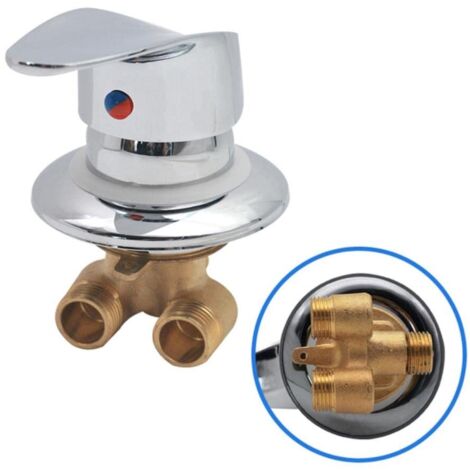 Mitigeur Cabine de Douche Robinet de douche en laiton Inverseur de sortie Robinet mitigeur de douche chromé Connecteur G1/2" Mitigeur d'eau froide et chaude de douche pour salle (1/5)