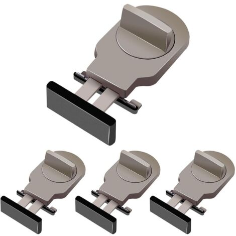 4 Pièces Verrou Baie Coulissante, Serrure Butée Réglable, Serrure de Sécurité pour Fenêtre, Bloque Fenetre Coulissante, Sans Perceuse, pour Portes et Fenêtres Coulissantes (Marron) (1/5)