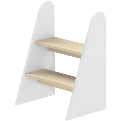 Marche pied enfant marchepied enfants 2 marches pour enfants 3 à 8 ans en bois charge max. 20 kg blanc