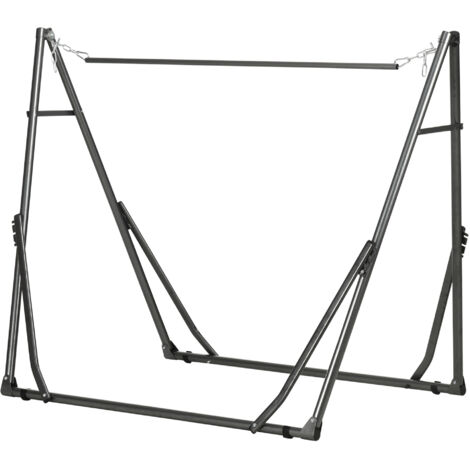 Support de Hamac Pliable, Cadre de Hamac Portable 2-en-1 Réglable avec Sac de Transport et Structure en Acier, Noir (1/5)
