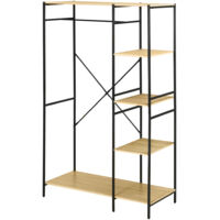 Portant à vêtements , en bois, avec 4 étagères de rangement et une barre de suspension, capacité de charge de 30 kg, pour chambre, salon, couloir, 100 x 46 x 170,5 cm, naturel