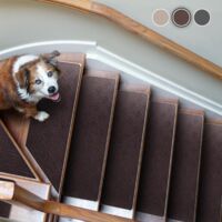 Tapis d'Escalier Antidérapant, Lot de 15 Marchettes d'Escalier Autocollantes Intérieur, Moquette Escalier Réutilisable pour Animaux, Seniors, Enfants (Motif à Carreaux, Marron, 55x19 cm)