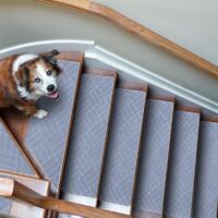 Tapis d'Escalier Antidérapant, Lot de 15 Marchettes d'Escalier Autocollantes Intérieur, Moquette Escalier Réutilisable pour Animaux, Seniors, Enfants (Motif en Losange, Gris, 76x20 cm)