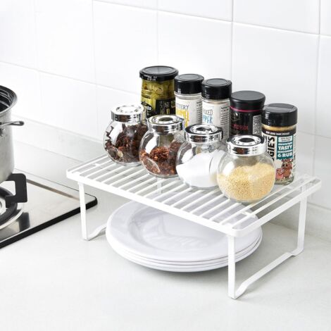 Organiseurs de cuisine empilables en métal basique pour la vaisselle et le garde-manger, 12,5 x 8 x 4,5 pouces, paquet de 2, blanc. (1/5)
