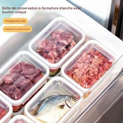 Lot de 6 boîtes de conservation hermétiques à couvercle rabattable, qualité alimentaire, pour réfrigérateur, épices, viande et préparation culinaire, compatibles micro-ondes, congélateur et lave-vaiss (1/5)