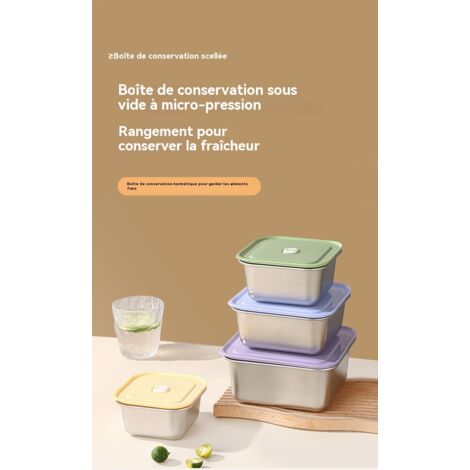 Lot de 4 boîtes de conservation en acier inoxydable sans magnétisme, design élégant, couvercle hermétique, boîtes à lunch pour la maison, rangement frigo, compatibles micro-ondes et lave-vaisselle (1/5)
