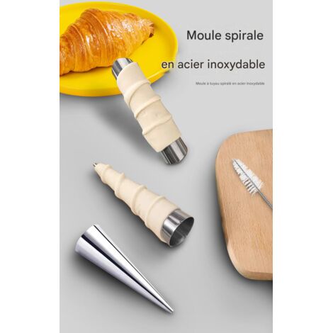 Lot de 12 moules coniques en acier inoxydable argenté, tubes pour croissants danois, pâtisserie et feuilletés (1/5)