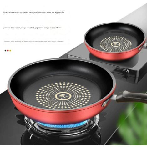 Poêle à frire antiadhésive en alliage d'aluminium, pour œufs, omelettes, steaks et crêpes, chauffe uniformément, facile à nettoyer, compatible gaz et induction, ustensile de cuisine domestique (1/5)