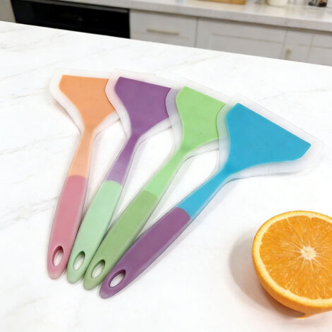Coffret de 4 spatules en silicone pour crêpes, cuisson maison, sauté, œufs et pâtisserie, souples et résistantes (1/5)