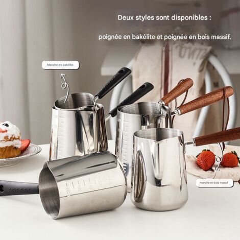 Mini casserole en acier inoxydable 304 pour chauffage lait et thé, versement d'huile, tasse à latte art avec graduations, spéciale induction, pratique pour la maison