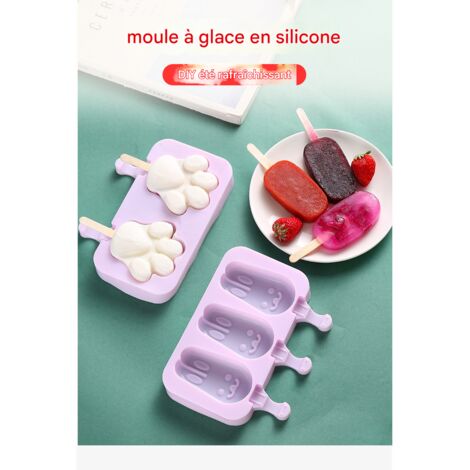 Moule à Sucettes Glacées en Silicone Alimentaire, Lot de 4, Formes Patte d'Ours et Bonhomme de Neige, 200 Bâtons Inclus, DIY Maison pour Enfants, Démoulage Facile (1/5)