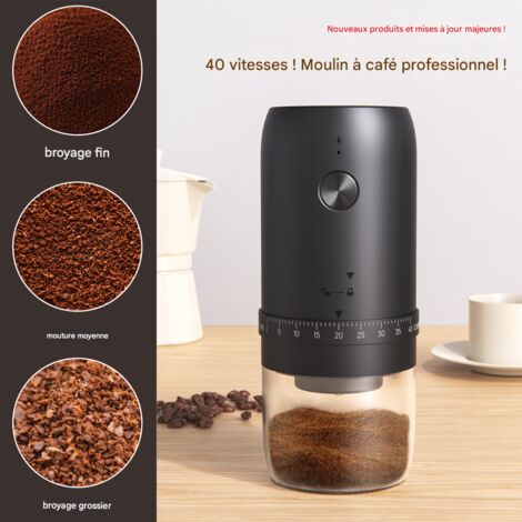 Moulin à Café Électrique Rechargeable, Mécanisme en Céramique, Charge USB Type-C, Portable pour Maison et Voyage, Fraîcheur et Arôme Optimal (1/5)