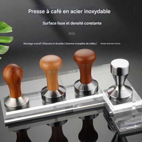 Lot de 2 Accessoires Machine à Café : Presse-Café et Répartiteur de 58 mm, Corps en Alliage Plaqué avec Manche en Bois, Compact et Pratique pour un Tassage Uniforme et une Extraction Parfaite (1/5)