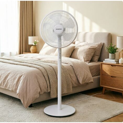 Ventilateur sur pied Aigostar 16 pouces (40,64 cm), 7 pales, 3 vitesses, silencieux et oscillant, ventilateur blanc pratique pour maison, chambre et bureau (1/5)