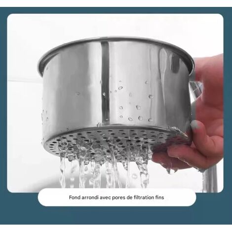 Passoire de cuisine en acier inoxydable robuste, modèle cygne avec crochet, panier de filtration 13 cm, compatible évier de cuisine, pratique pour égoutter les aliments, durable et facile à ranger