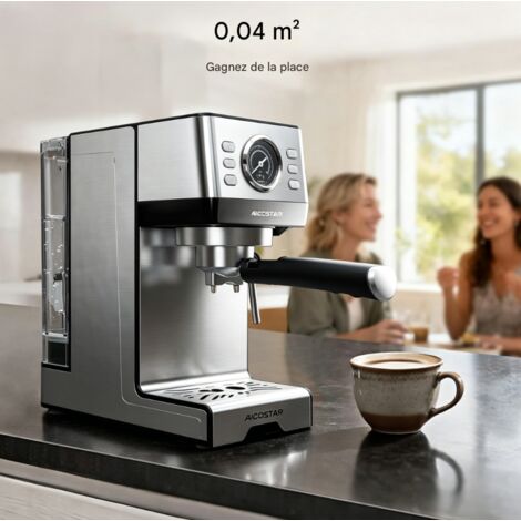 Machine à expresso semi-automatique Aigostar, corps métal durable, 1400W 20 Bar, réservoir d’eau 1,7L, extracteur de café professionnel, idéal pour la maison, dégustation de café gourmand au quotidien (1/3)