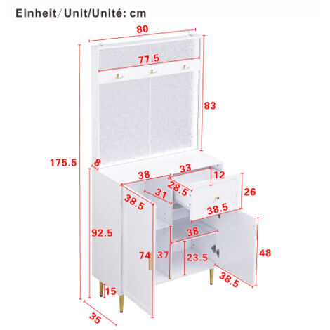 Ensemble armoire murale compacte en panneau de bois, meuble d'aménagement pour entrée et couloir, structure stable et design discret gain de place