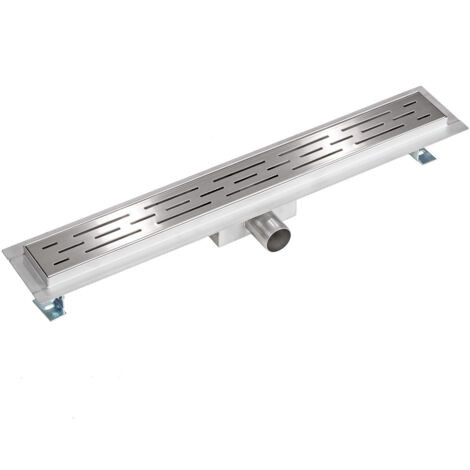Tectake – Caniveau de douche linéaire 600mm en acier inoxydable – Siphon anti-odeur – Installation facile pour sols carrelés – Drainage efficace