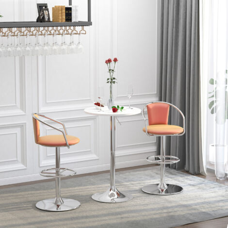 Table de Bar Ronde Bistro Mange-Debout Réglable 69-93 cm Plateau Pivotant Métal (1/5)
