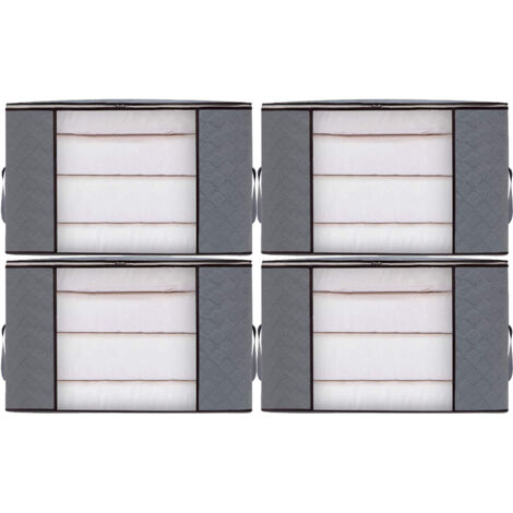 4pcs Sacs de Rangement Vêtement Grand Boite Rangement Cartons Déménagement pliable Housse Couette pour Couverture Jouet Vêtement