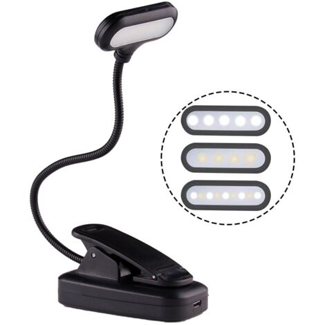 Zqyrlar – Lampe de lecture LED chaude à clip – Lumière ambre anti-lumière bleue – Rechargeable USB – Col flexible 360° pour lecture au lit (1/5)