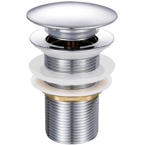 Todot – Bonde de lavabo pop-up sans trop-plein – Vidage clapet push open – Chromé 1-1/4' – Installation facile avec joints inclus